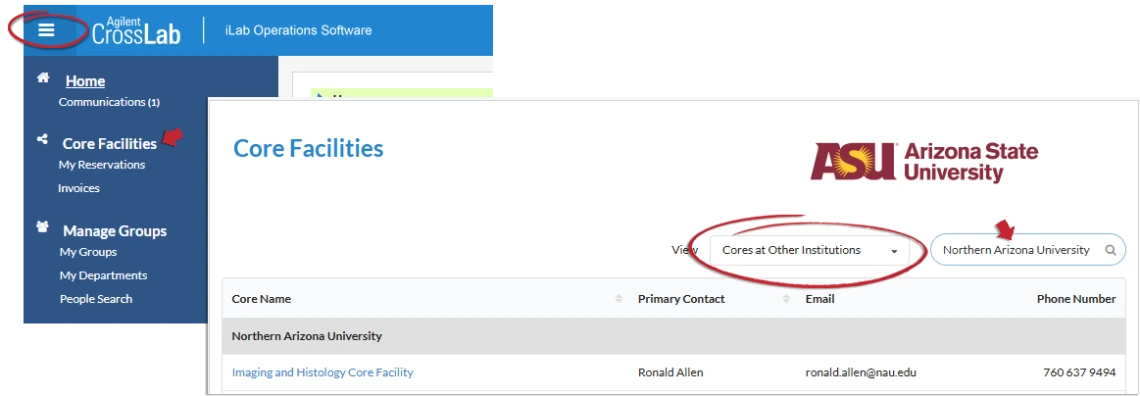 Selecting a core from another institution