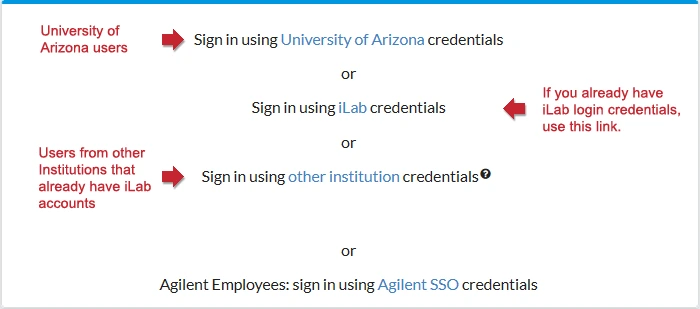 iLab signin options